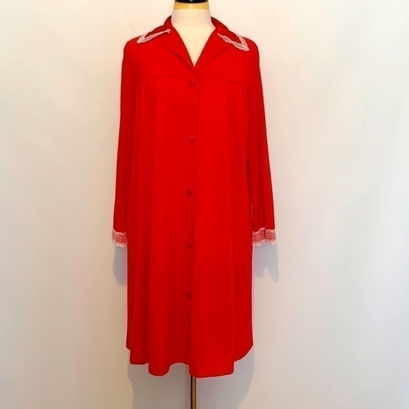 Vanity Fair Women's Robe Red Vintage Housecoat Gown - Picture 1 of 7